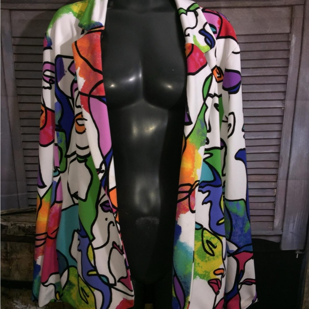Joseph Ribkoff Multicolor Abstract Jacket